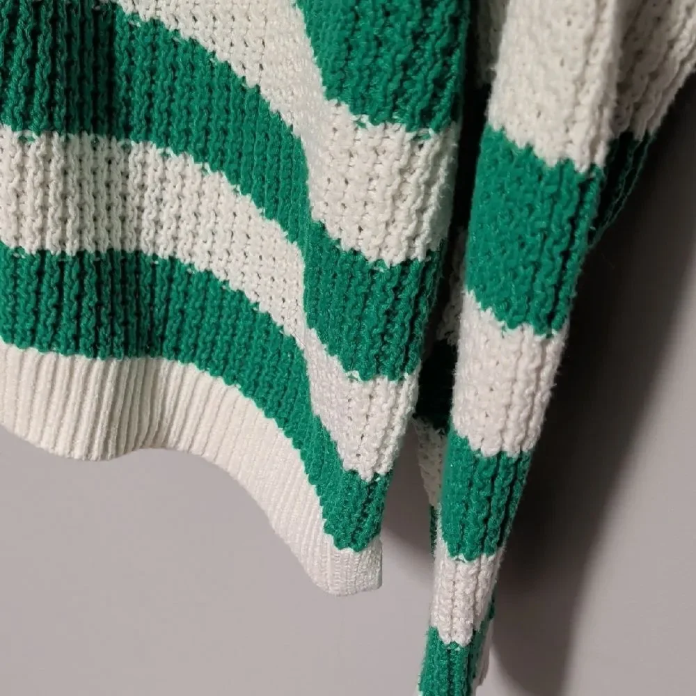 Sonoma Green and White Striped Cardigan